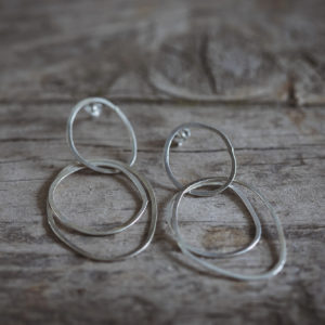 Three Circle Silver Hoop Earrings